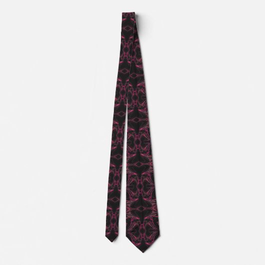 Hot-roze en Black Abstracte fractal Necktie Stropdas (Achterkant)