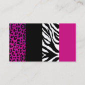 Hot-roze en Black Animal Print Zebra en luipaard Visitekaartje (Achterkant)