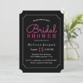 Hot-roze en Black Bridal Shower-uitnodigingen Kaart (Staand voorkant)