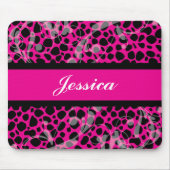 Hot-Roze en Black Cheetah-patroon Muismat (Voorkant)