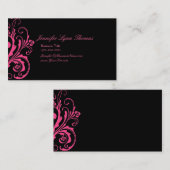 Hot-roze en Black Chic Flourish Visitekaartje (Voorkant / Achterkant)