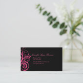 Hot-roze en Black Chic Flourish Visitekaartje (Staand voorkant)