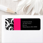 Hot-roze en Black Damask-Adresetiketten Etiket (Insitu)
