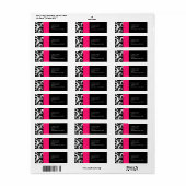 Hot-roze en Black Damask-Adresetiketten Etiket (Full Sheet)