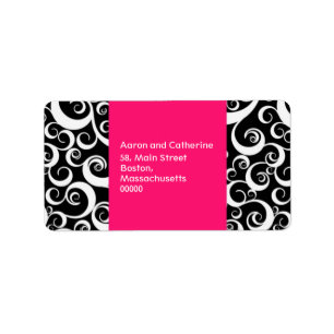 Hot-roze en Black Damask-Adresetiketten Etiket