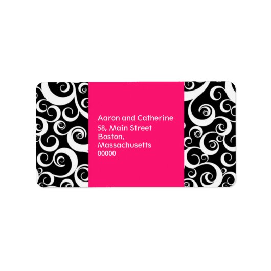 Hot-roze en Black Damask-Adresetiketten Etiket (Voorkant)