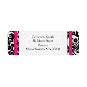 Hot-roze en Black Damask-Adresetiketten Etiket (Voorkant)
