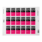 Hot-roze en Black Damask-Adresetiketten Etiket (Full Sheet)