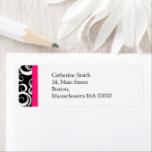 Hot-roze en Black Damask-Adresetiketten Etiket (Insitu)