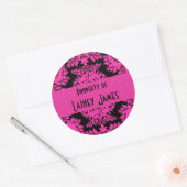 Hot-roze en Black Damask Ronde Sticker (Envelop)