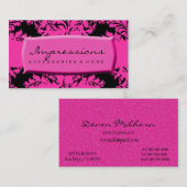 Hot-roze en Black Damask Visitekaartje (Voorkant / Achterkant)