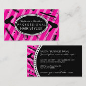 Hot-roze en Black Hair Salon Tools Visitekaartje (Voorkant / Achterkant)