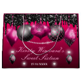 Hot-roze en Black kerstversiering Sweet 16 Groot Cadeauzakje (Voorkant)