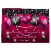 Hot-roze en Black kerstversiering Sweet 16 Groot Cadeauzakje (Achterkant)