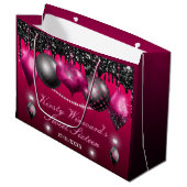 Hot-roze en Black kerstversiering Sweet 16 Groot Cadeauzakje (Voorkant Gekanteld)