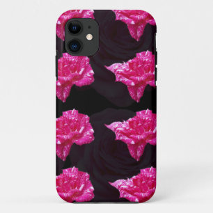 Hot-roze en Black Roos Layer Pattern iPhone 11 Hoesje