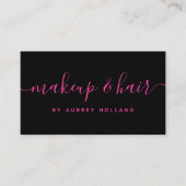 Hot-roze en Black Script Makeup Hair Visitekaartje (Voorkant)