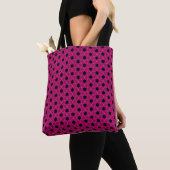 Hot-roze en Black Star Pattern Cute Tote Bag (Dichtbij)