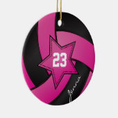 Hot-roze en Black Star Volleyball Keramisch Ornament (Rechts)