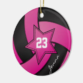 Hot-roze en Black Star Volleyball Keramisch Ornament (Links)
