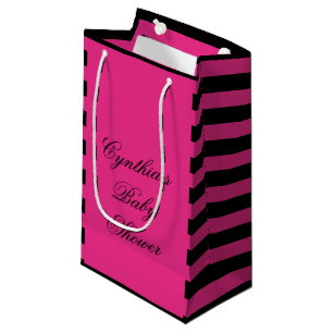 Hot-roze en Black Stripes Baby shower Favor Bags Klein Cadeauzakje
