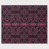 Hot-roze en Black Swirl Gothic Wedding Cadeaupapier (Vlak)