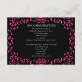 Hot-roze en Black Swirl Gothic Wedding Informatiekaartje (Voorkant)