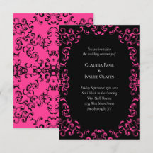 Hot-roze en Black Swirl Gothic Wedding