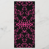 Hot-roze en Black Swirl Gothic Wedding Menu (Achterkant)