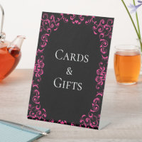 Hot-roze en Black Swirl Gothic Wedding