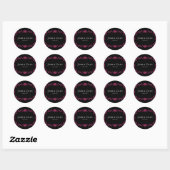 Hot-roze en Black Swirl Gothic Wedding Ronde Sticker (Vel)