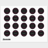Hot-roze en Black Swirl Gothic Wedding Ronde Sticker (Vel)