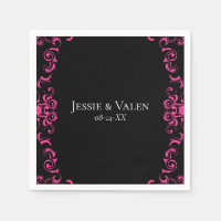Hot-roze en Black Swirl Gothic Wedding