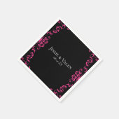 Hot-roze en Black Swirl Gothic Wedding Servet (Hoek)