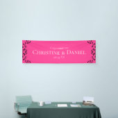 Hot-roze en Black Swirl Gothic Wedding Spandoek (Beurs)