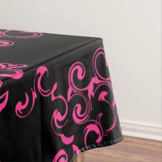 Hot-roze en Black Swirl Gothic Wedding Tafelkleed
