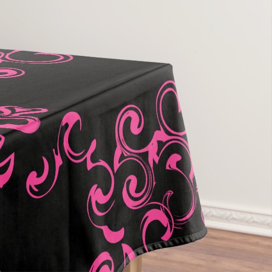 Hot-roze en Black Swirl Gothic Wedding Tafelkleed (Voorbeeld)
