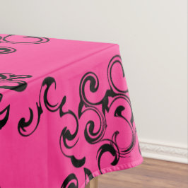 Hot-roze en Black Swirl Gothic Wedding Tafelkleed
