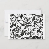 Hot-roze en Black Swirl Wedding RSVP (Achterkant)