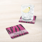 Hot-roze en Black Tiger Stripe Hartelijk dank Kartonnen Onderzetters (Insitu)