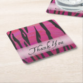 Hot-roze en Black Tiger Stripe Hartelijk dank Kartonnen Onderzetters (Schuin)