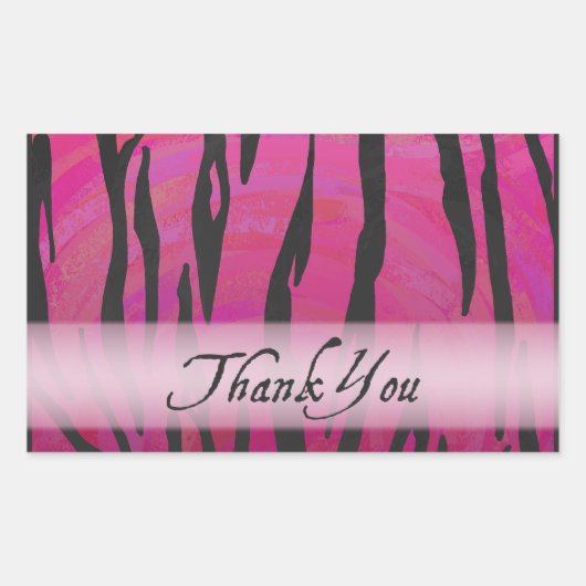 Hot-roze en Black Tiger Stripe Hartelijk dank Rechthoekige Sticker (Voorkant)