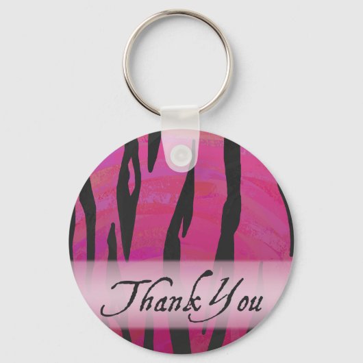 Hot-roze en Black Tiger Stripe Hartelijk dank Sleutelhanger (Voorkant)