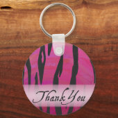 Hot-roze en Black Tiger Stripe Hartelijk dank Sleutelhanger (Voorkant)