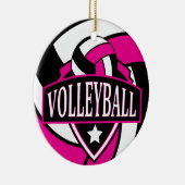 Hot-roze en Black 🏐 Volleyball Logo Keramisch Ornament (Rechts)