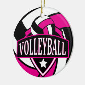 Hot-roze en Black 🏐 Volleyball Logo Keramisch Ornament (Links)