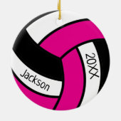 Hot-roze en Black 🏐 Volleyball Logo Keramisch Ornament (Achterkant)