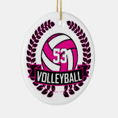 Hot-roze en Black 🏐 Volleyball Logo Wreate Keramisch Ornament (Rechts)