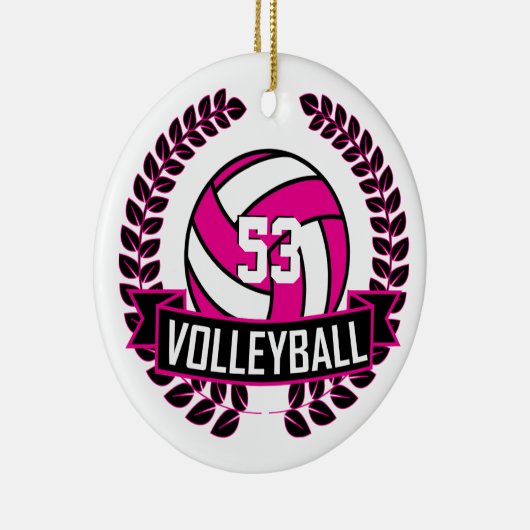 Hot-roze en Black 🏐 Volleyball Logo Wreate Keramisch Ornament (Rechts)
