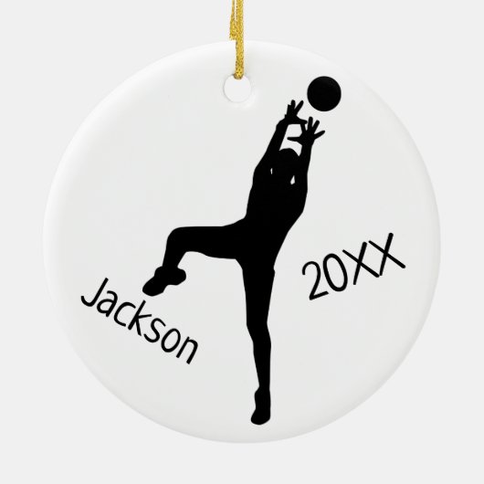 Hot-roze en Black 🏐 Volleyball Logo Wreate Keramisch Ornament (Achterkant)